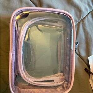 Calpak lavender small Clear Cosmetic Bag with Lavender Trim